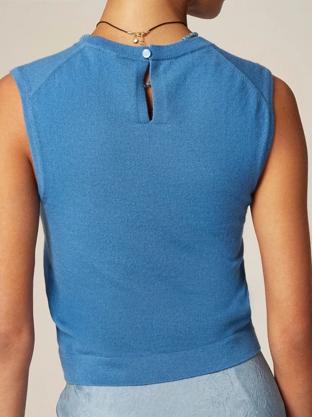 J crew Featherweight cashmere-blend cropped sweater shell Bellflower Blue